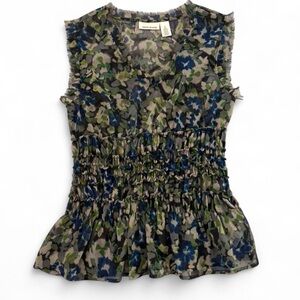 DKNY Multicolor Floral Ruffle Blouse